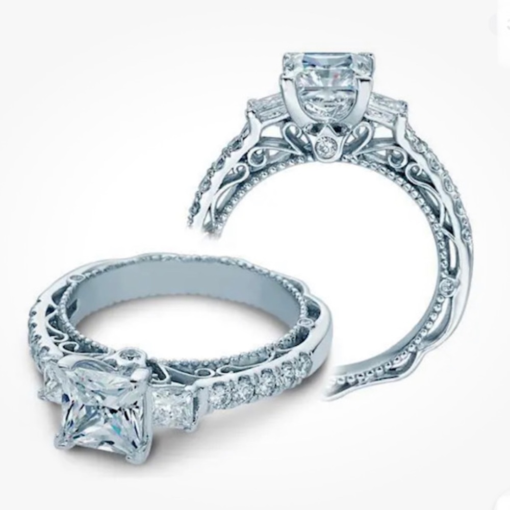 NWT 5.18 Ct  DIANONDS 925 ST SILVER SOLITAIRE PRINCESS CUT ENGAGEMENT RING